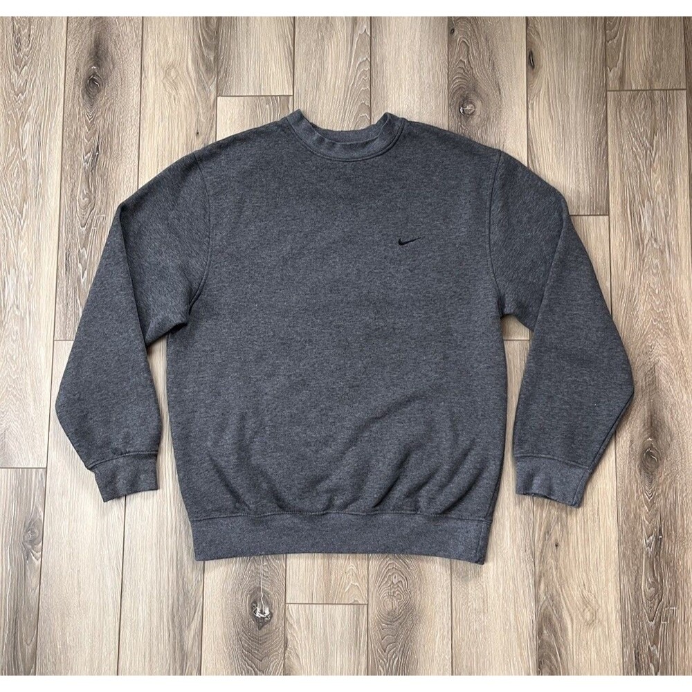 Vintage Y2k Nike Check Swoosh Embroidered Gray Crewneck Sweatshirt M Tech Sport